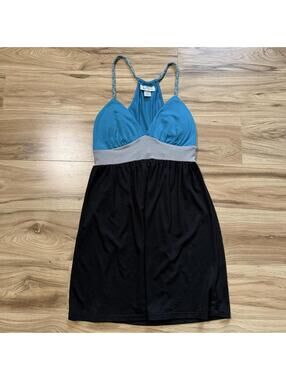 Self Esteem Teal Color Block Empire Waist Mini Dress Y2K